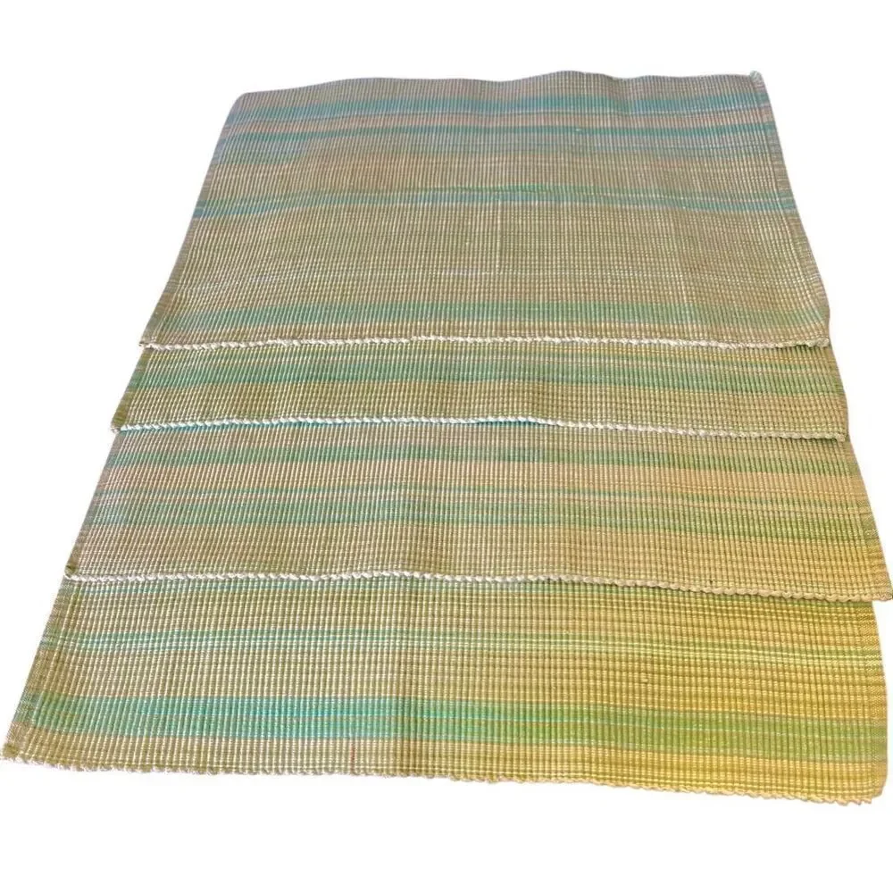 Vintage Martha Stewart Set of 4 Placemats Cotton Woven Green Ribbed Stripes